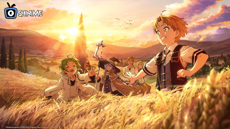 Rudeus with Roxy and Eris in Mushoku Tensei, a fantasy action harem anime world