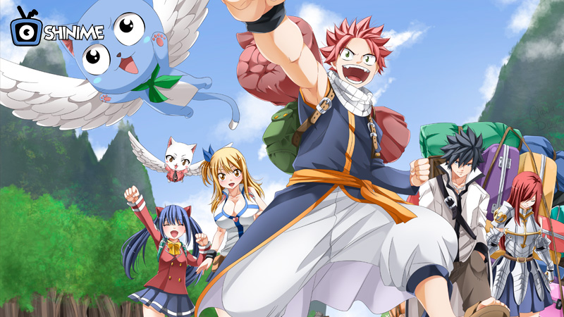 Natsu and Lucy lead the Fairy Tail guild in a colorful magical fantasy anime world