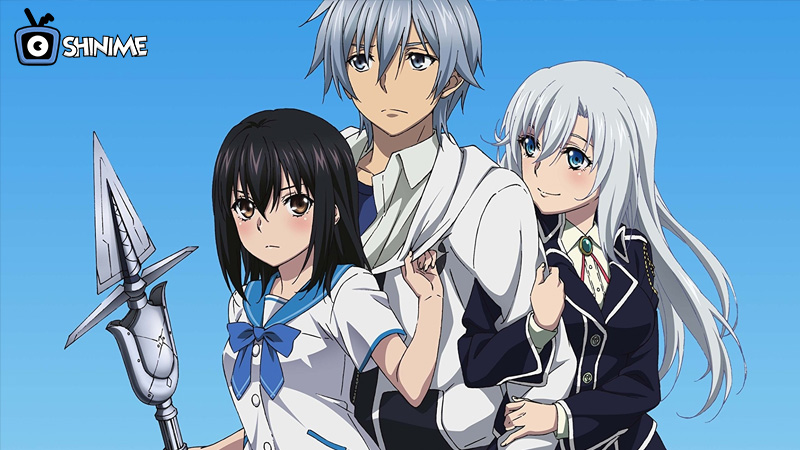 Kojou and Yukina from Strike the Blood in a vampire-themed action harem anime