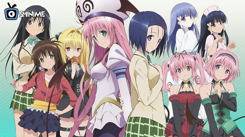 Main girls from To Love-Ru gathered in this classic sci-fi comedy harem anime