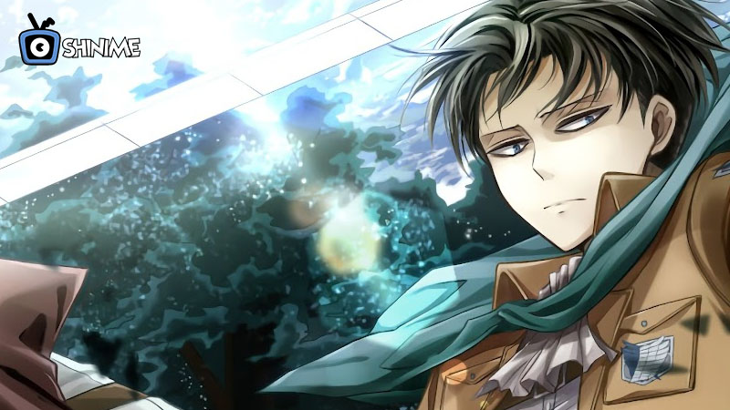 Most Popular anime characters of all time: Levi Ackerman staring stoically with forest and glass reflections