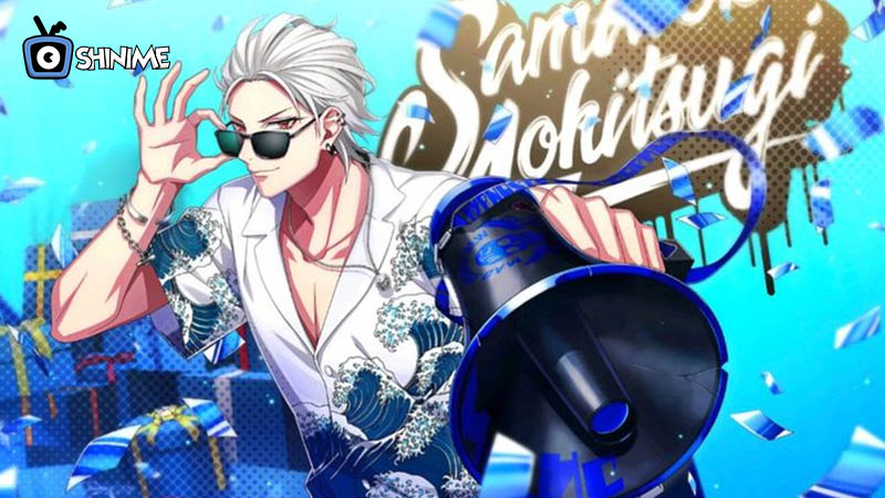 Most popular anime characters 2024: Samatoki with cigarette, red dragon screen, and silver hair