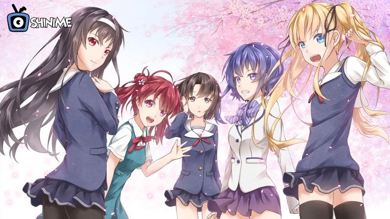 Tomoya and the creative team in Saekano, a unique game-themed romance harem anime