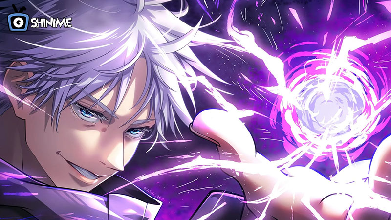 Popular Anime Characters 2025: Satoru Gojo summoning purple energy with smirk in Jujutsu Kaisen