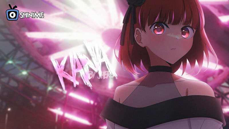 Top 10 most popular anime characters: Kana Arima with glowing pink eyes, standing under carnival lights