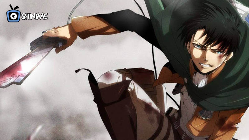 Levi mid-air with dual blades and green cape, elite soldier in top 10 most powerful anime characters according to Japanese fan