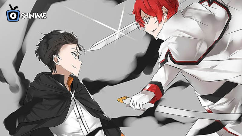 Reinhard and Subaru locked in sword battle, perfect knight in top 10 most powerful anime characters according to Japanese fan