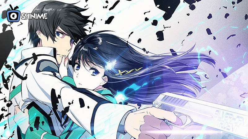 Tatsuya holding sister with magic energy glowing, tactical genius in top 10 most powerful anime characters according to Japanese fan