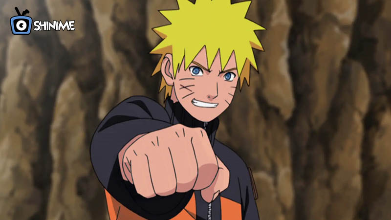 Naruto Uzumaki punching forward in orange jacket, main hero in top 10 most powerful anime characters in Naruto
