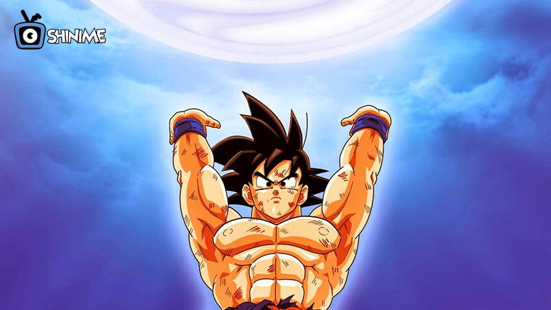Goku raising arms for Spirit Bomb, a signature move of one of the most powerful anime characters of all time