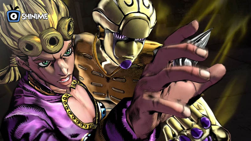 Giorno Giovanna standing with fierce gaze, wielder of Gold Experience Requiem and one of the most powerful anime characters