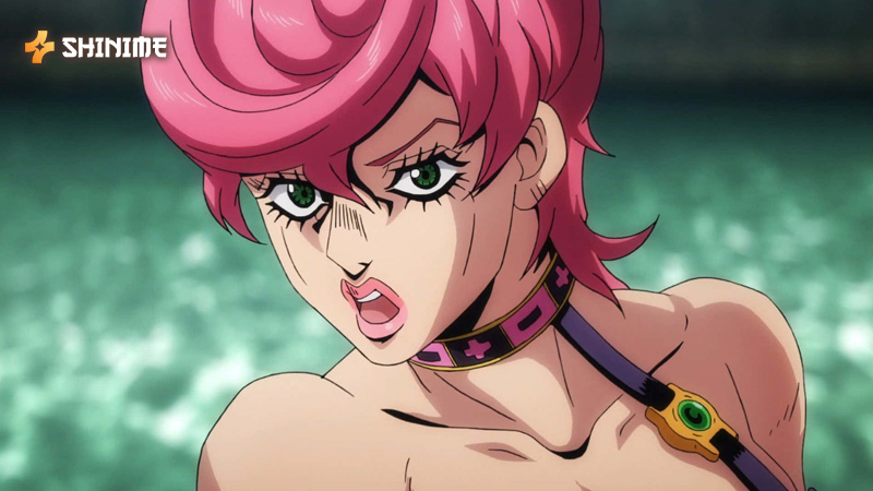 Trish Una, from Vento Aureo, transforms into a confident Stand user, wielding Spice Girl to soften objects in combat.