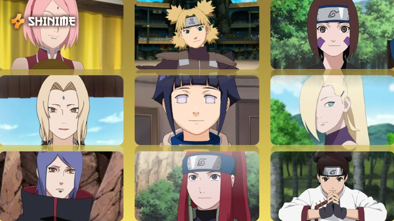 Top 10 female Naruto characters: Sakura, Hinata, Tsunade, Temari, Ino, Tenten, and more.