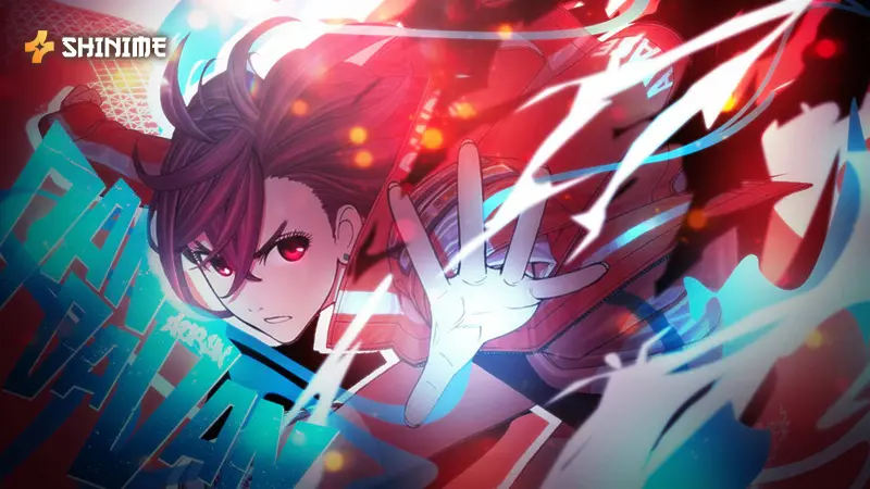 Momo Ayase, a key female Dandadan character, unleashing psychokinetic powers and strategic mind in supernatural action.