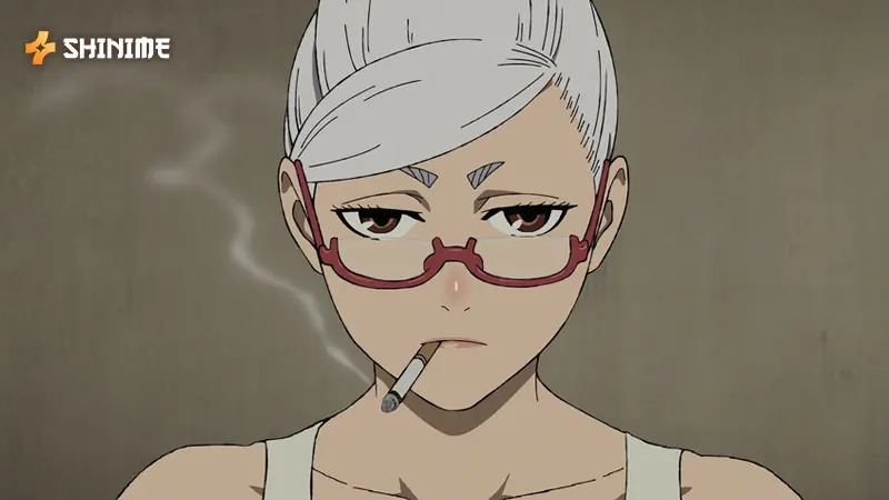 Seiko Ayase, a wise Dandadan female character, guiding with spirit medium knowledge and mystic artifacts.
