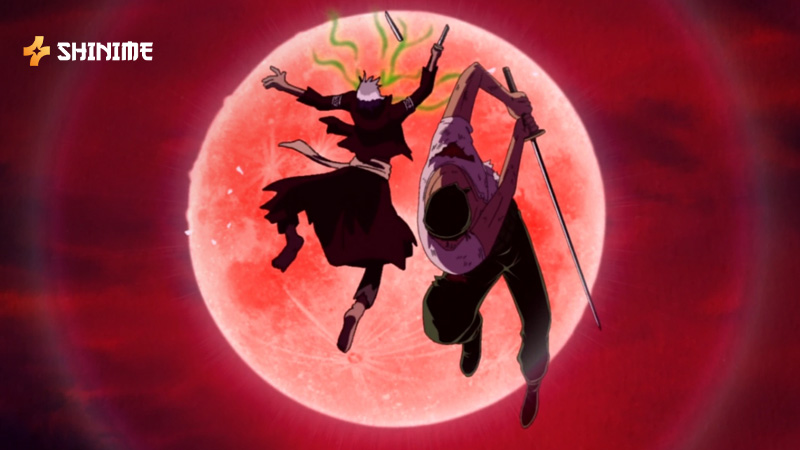 Dark forest setting with dramatic lighting in One Piece Movie 5: The Cursed Holy Sword