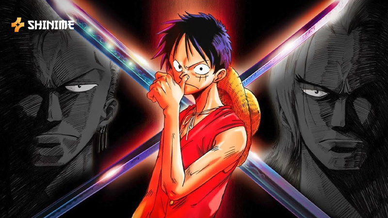 Luffy charging forward with determination in One Piece Movie 5: The Cursed Holy Sword