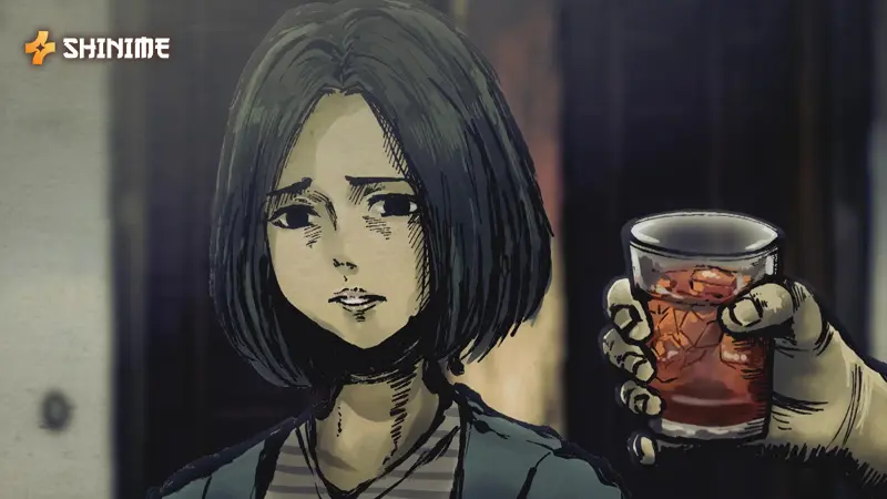 Creepy storyteller in Yami Shibai, a supernatural horror anime, presenting spooky folklore tales with eerie kamishibai art.