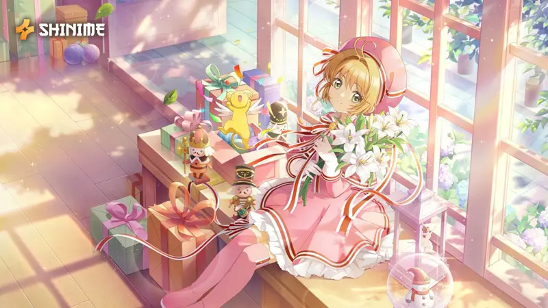 Sakura Kinomoto in Cardcaptor Sakura, a mahou shoujo anime, capturing Clow Cards with whimsical, colorful magic.