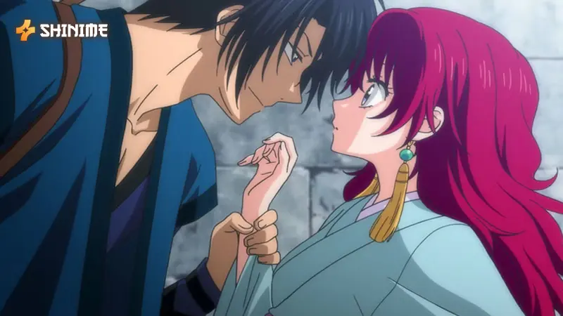Princess Yona in Yona of the Dawn, a shoujo anime show, leading dragon warriors in a lush, epic fantasy adventure.
