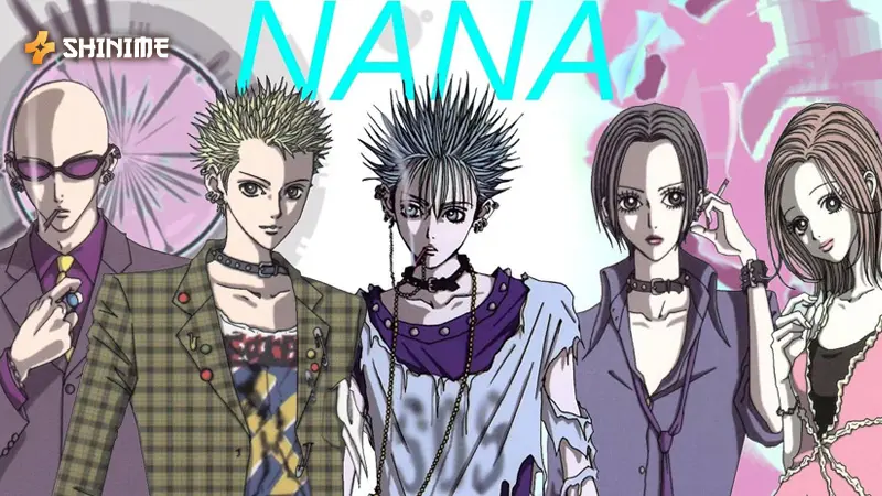 Nana Osaki in Nana, a shoujo anime show, with punk rock vibes in a stylish, emotional urban setting.