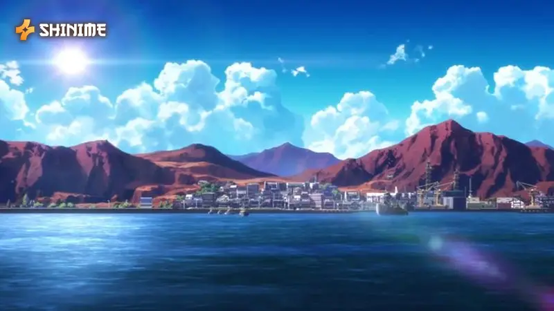 Company 8 members exploring the desolate, rocky terrain of the Chinese Peninsula during the wasteland expedition arc.