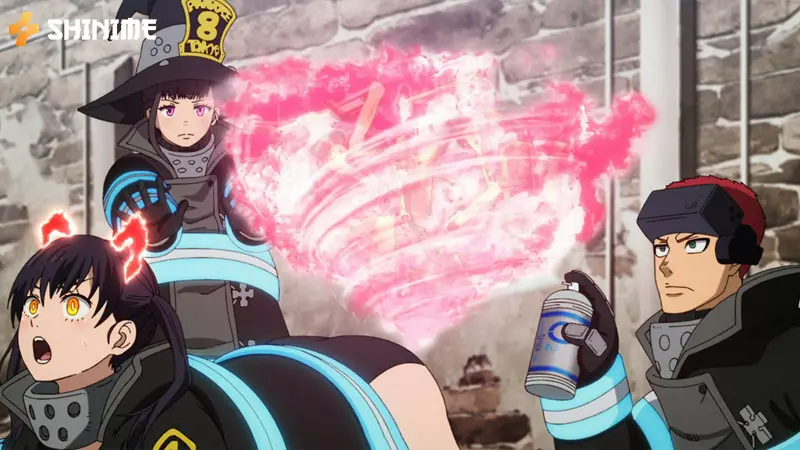 amaki steps up to defend the team, proving her resolve in Fire Force Season 3