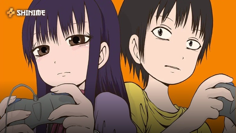 Haruo and Akira intently play retro games in the nostalgic coming-of-age game anime High Score Girl.