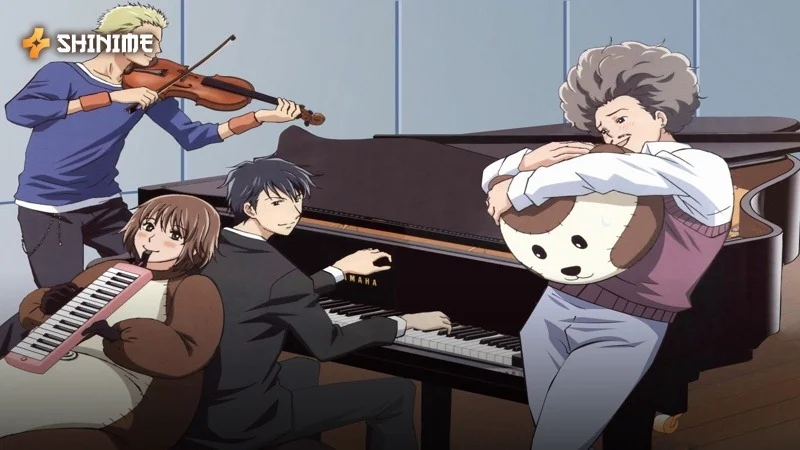 Chiaki and Nodame in Nodame Cantabile, a romantic classical music anime set in a conservatory