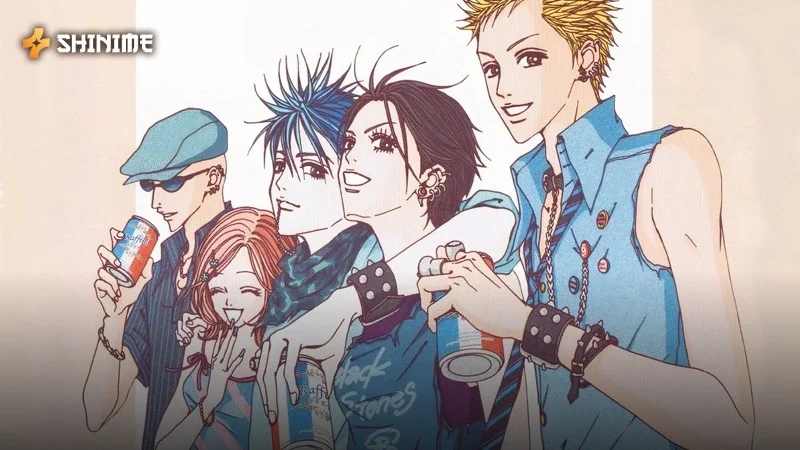 Nana Osaki and the Black Stones band in a punk rock music anime scene