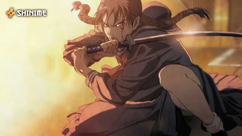 Blood: The Last Vampire – demon hunter Saya slaying chiropterans with katana