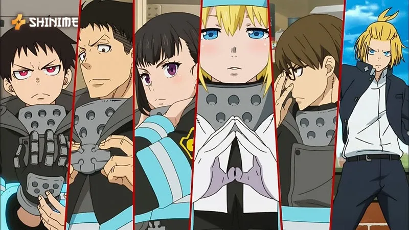 Shinra Kusakabe and core Special Fire Force Company 8 members prepared for battle in Enen no Shouboutai.