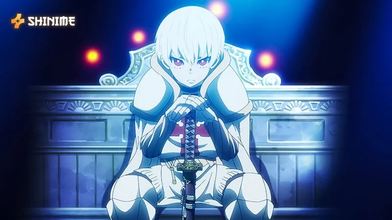 Sho Kusakabe resting on his sword, embodying the chilling power of his Severed Universe time-manipulation ability.